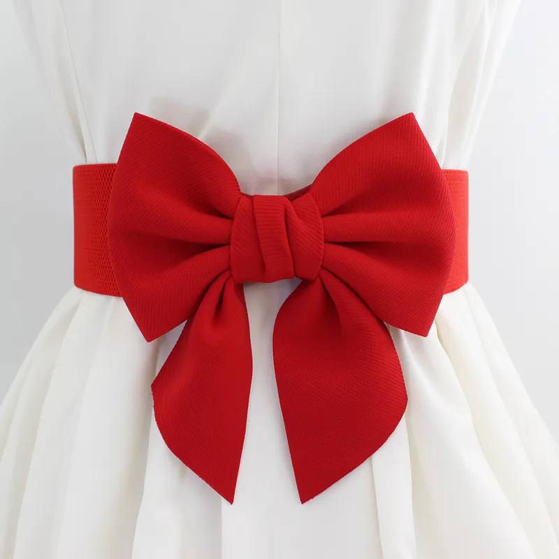 حار بيع النساء Bowknot Cummerbunds مطاطا واسعة تمتد زنار حزام خصر