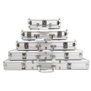 Bán Buôn 100 200 300 500 PC Kim Loại Cặp Hộp Màu Đen Sliver Vali Tàu Sân Bay Lưu Trữ Hợp Kim Nhôm Và Rỗng Poker Chip Trường Hợp - Product Image 2