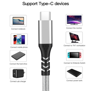 USB3.2 M3 M3 USB tip C örgülü kablo hızlı şarj 20V5A 100W 20gbps 1M 2 M tam özellikli dahili Emarker çip naylon ceket - Product Image 5