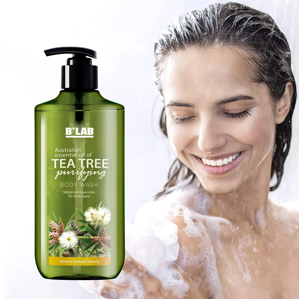 Özel etiket Oem doğal organik vücut yıkama yıkama yüksek kaliteli Refreshements çay ağacı vücut yıkama duş jeli