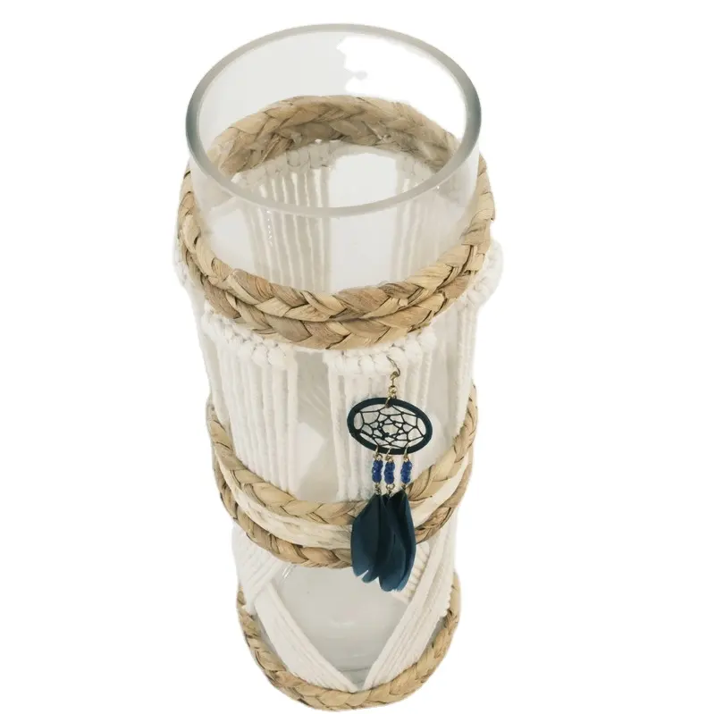 Vaso de vidro macramê para decoração de ervas secas e filtro dos sonhos