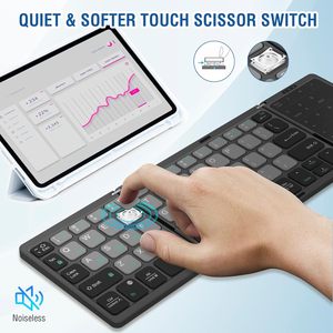 Ultra-Thin Portable Wireless Foldable <strong>Keyboard</strong> Touch Pad <strong>Number</strong> Pad Rechargeable <strong>USB</strong> Bluetooth Mechanically Compatible Android - Product Image 4