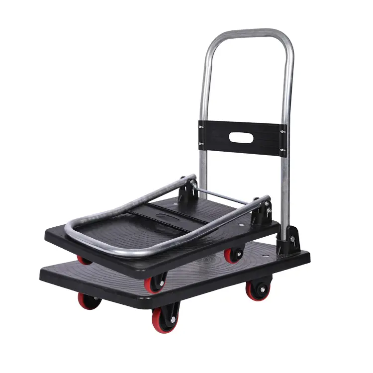 Großhandels preise Hand Truck Faltbarer Wagen Hochleistungs-Kunststoff-Handwagen Material transport 3 "TPR-Rad Leicht bewegliche Plattform H1