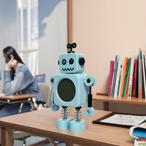 Niedliche Roboter LCD Digital Schreibtisch uhr mit Temperatur anzeige Feder bein Design Herzschlag Muster für Kinder Home Decor Geschenke - Product Image 2