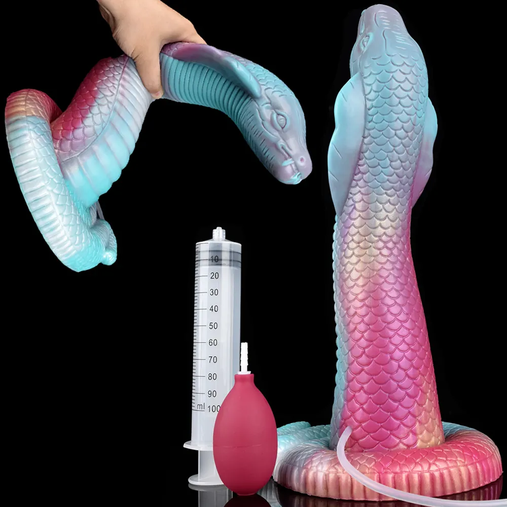 YOCY Super-grande Silicone Animal Cobra Penis Spray Ejaculado Adulto Sexo Menina Plug Anal