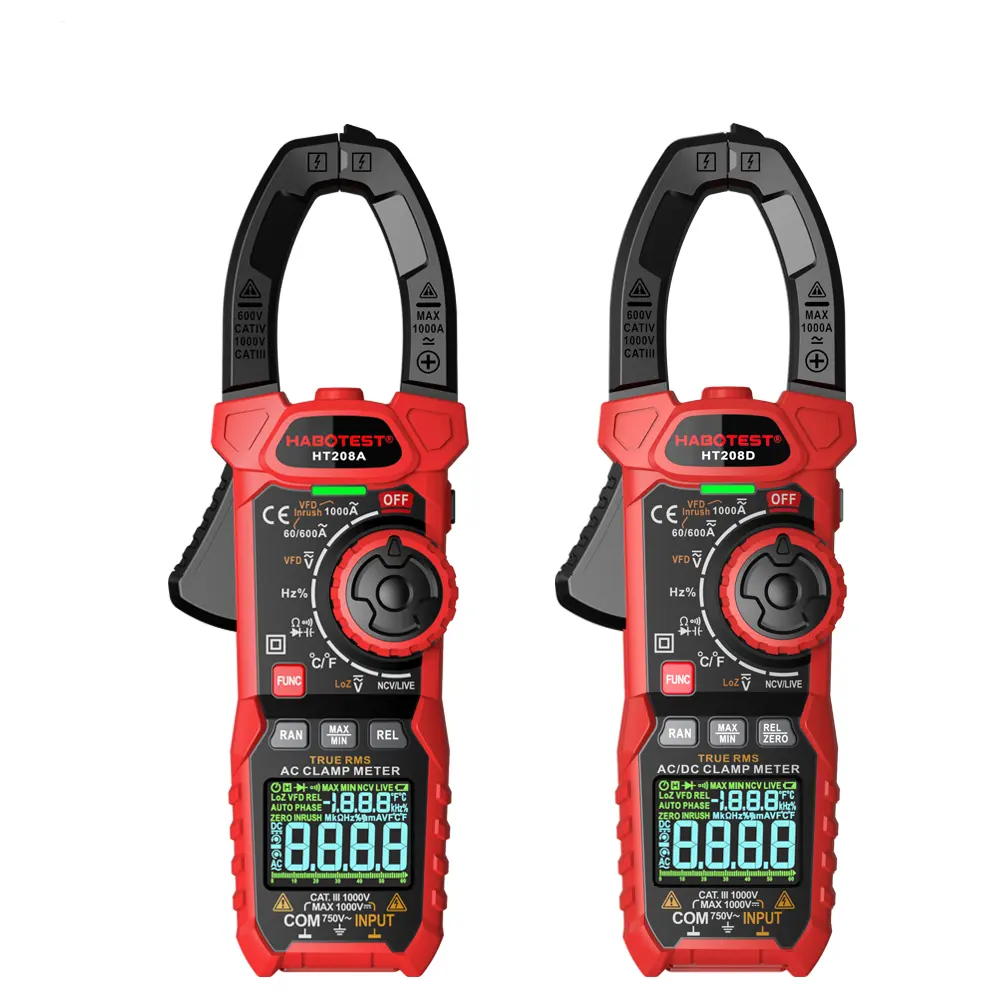 HT208D HT208A 1000A AC/DC Digital Clamp Meter Wechselstrom Spannungs widerstand Kapazität T-RMS Tester Multimeter