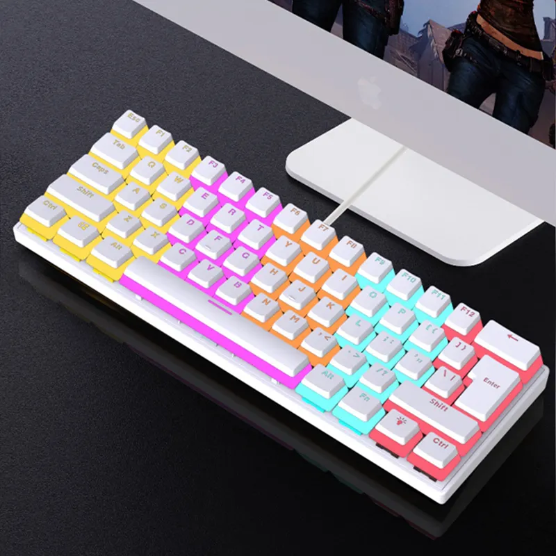 Oem Usb 61 Toetsen Bedrade Rgb Led Mechanische Mobiele Gaming Toetsenbord Voor Gamer Desktop Computer