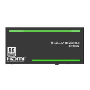 8K 48Gbps 4x1 HDMI/Conmutador de entrada de 1 a 2, entrada HDMI2.1 HDCP2.3 compatible con HDR Vision RGB, YCbCr para PS5 HDTV XBOX