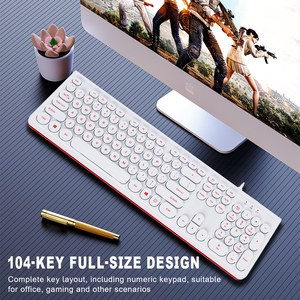 Teclado de ordenador USB de tecla completa 104, teclado para juegos con cable de membrana en inglés de EE. UU. con iluminación de 1 Color - Product Image 3