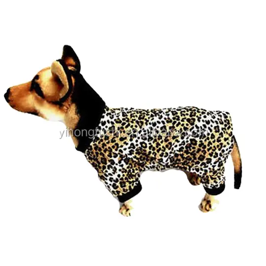 Adorable Padded Leopard Print Dog Pyjamas Jumpsuit Sleepwear Outfits