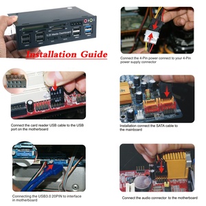 SATA eSATA 2 x USB 5.25 ve 6 x USB 3.0 Hub SD TF MMC M2 CF MS 2.0 ile kart okuyucu inç PC medya pano ön Panel ses - Product Image 5