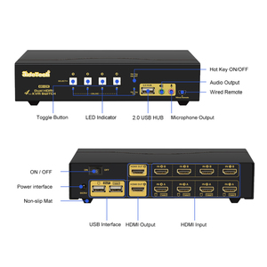 JideTech 4端口双显示器HDMI 2.0 KVM开关，带音频，USB集线器支持4Kx2K @ 60Hz，YUV 4:4:4 - Product Image 3