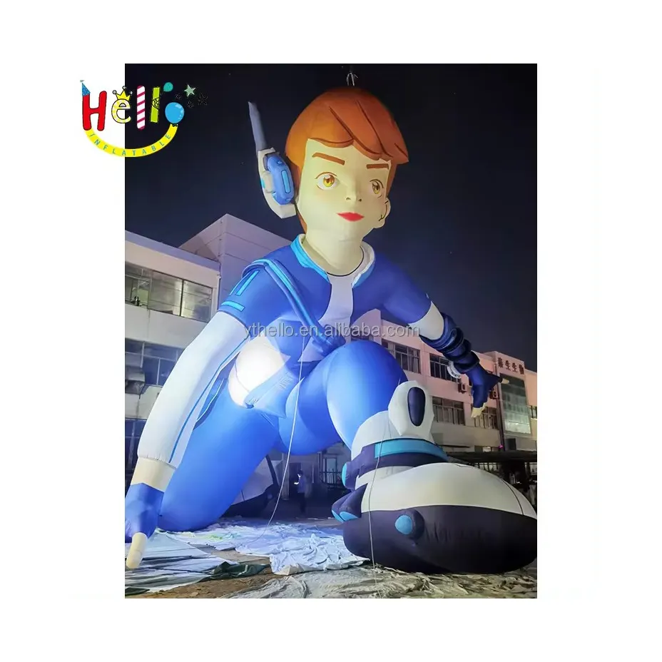 Figura inflable gigante personalizada, modelo de personaje de dibujos animados, superhombre azul