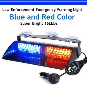 ไฟบีคอน2สีสีแดงน้ำเงินที่ปรึกษาจราจร16 LED ที่แจ้งเตือนไฟกะพริบสัญญาณเตือนอันตรายฉุกเฉินติดกระจกหน้ารถ - Product Image 3