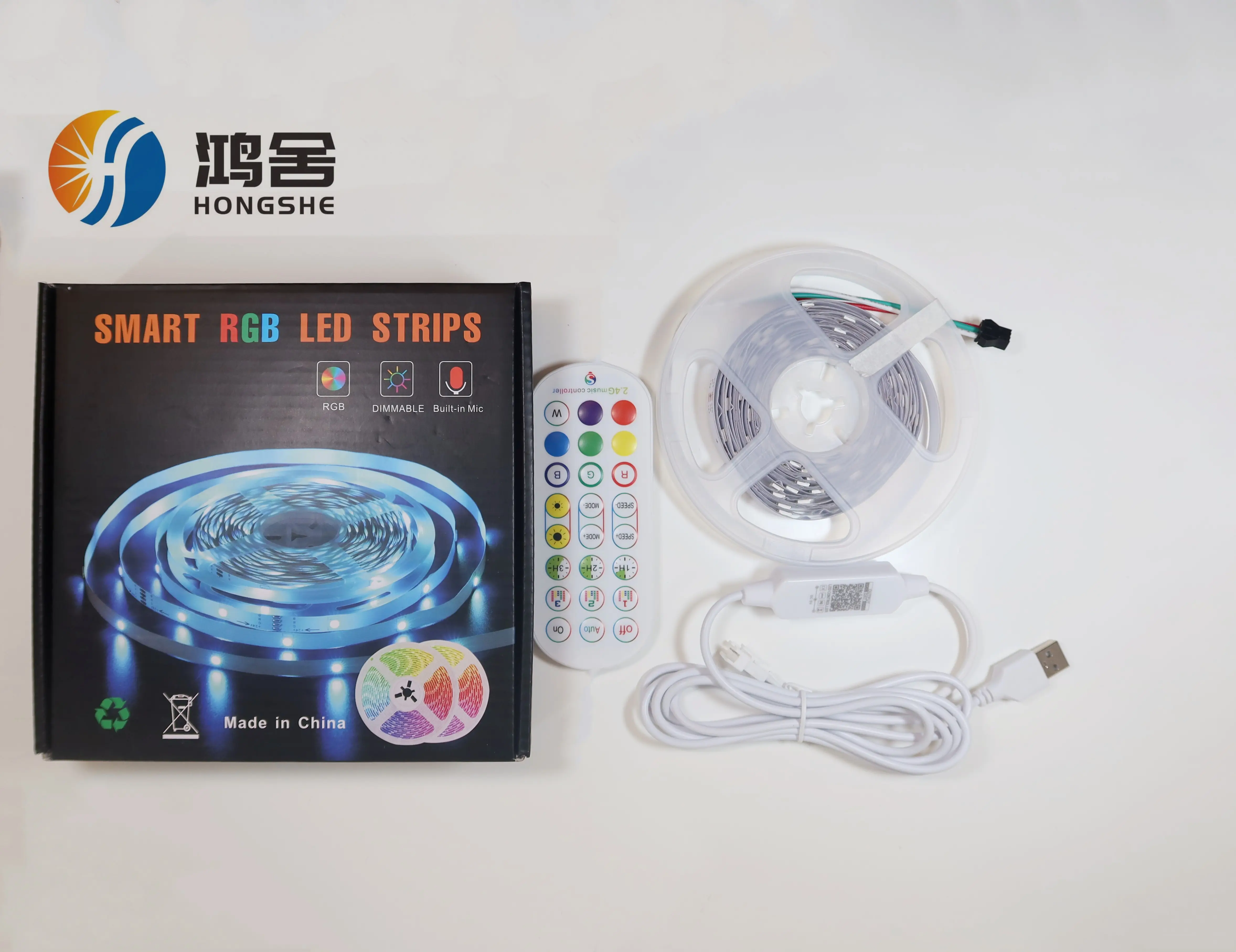 Barra de luz inteligente SMD5050 DC5V, 14LED RGBIC, USB, control por aplicación, música, cambio de color sincrónico, tira de luz LED