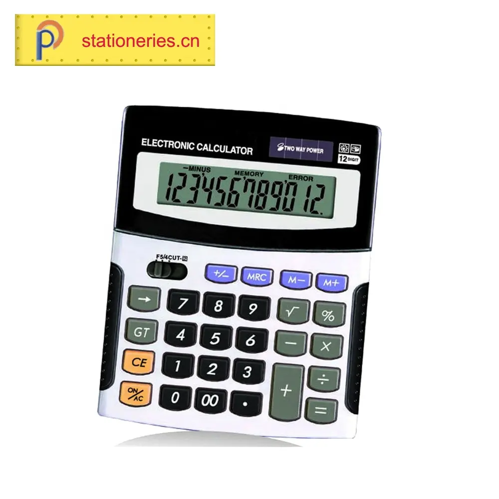 Máy tính để bàn nhựa điện tử logo in dual power calculator