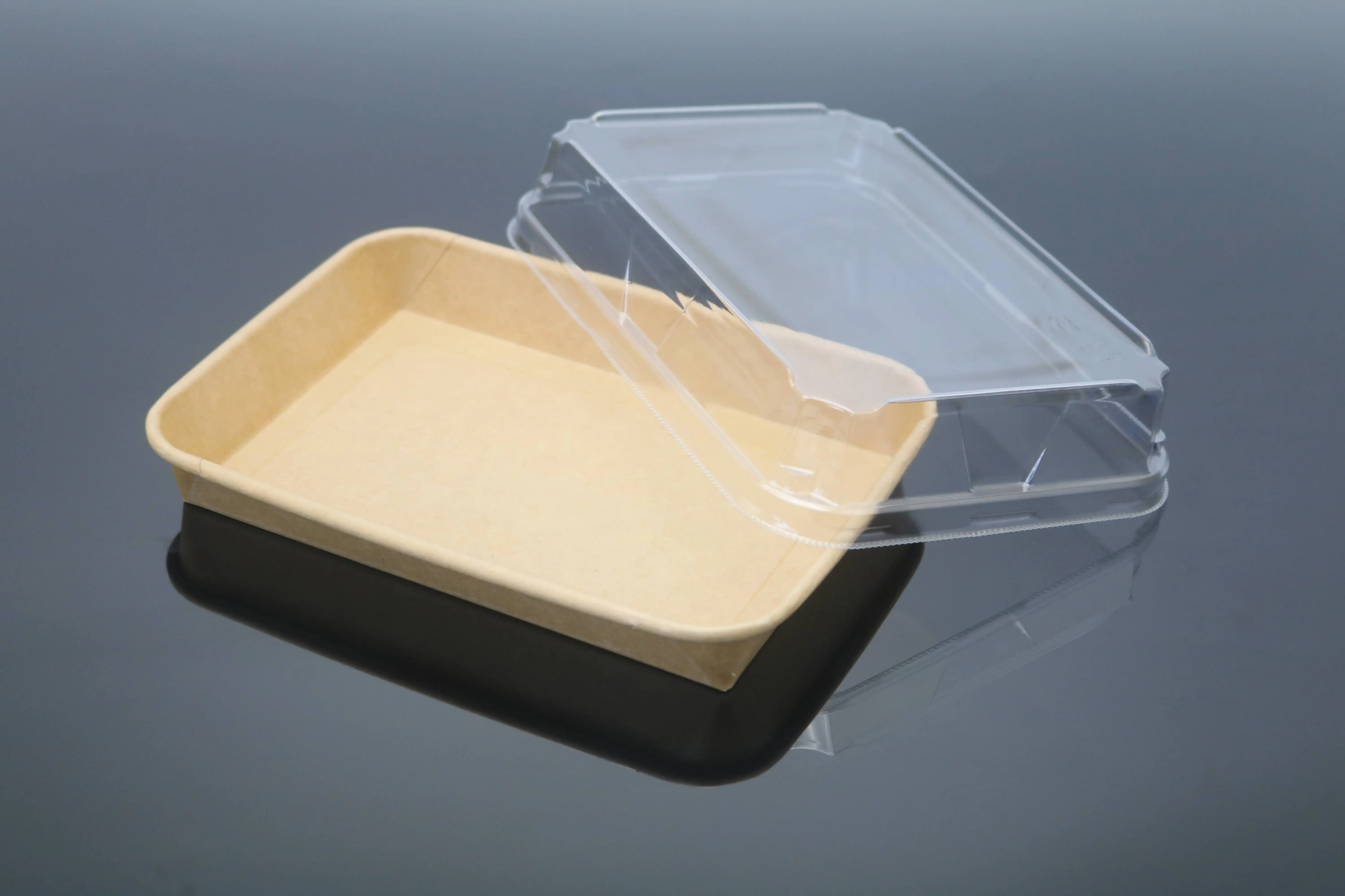 ถาดใส่ซูชิกระดาษคราฟท์หรูหรากล่องอาหารซาชิมิรีไซเคิลได้สำหรับใช้กลับบ้าน