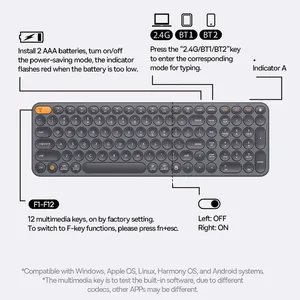 Wireless <strong>Keyboard</strong> 2.4G Bt 5.0 with <strong>Numeric</strong> Keycap for iPad MacBook Tablet Laptop PC Office Game Ergonomic <strong>Keyboard</strong> - Product Image 6