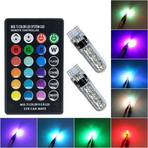 หลอดไฟรถยนต์ W5W T10 5050 6SMD หลอดไฟ LED ควบคุมระยะไกลหลอดไฟ T10ไร้สาย RGB