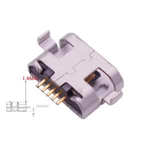 微型USB 5p母插座1.0MM 2针下沉板MK 5P USB插座带边缘/无边缘usb连接器