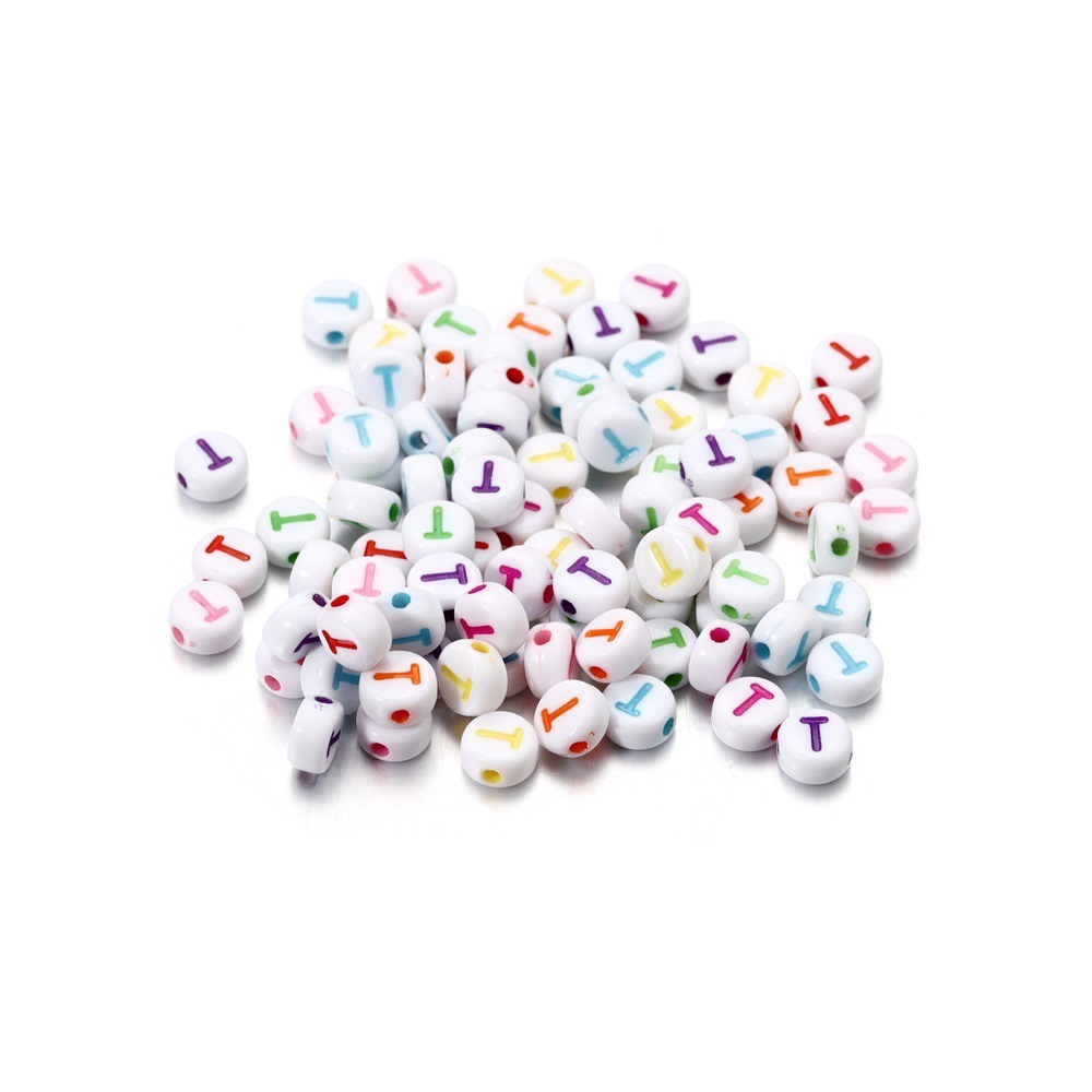 Fond blanc avec lettres rondes colorées T