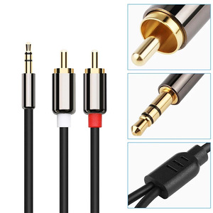 3,5mm a RCA, adaptador RCA macho a conector de audio auxiliar, carcasa metálica RCA Y Splitter RCA Cable auxiliar Cable 1/8 a conector RCA - Product Image 2