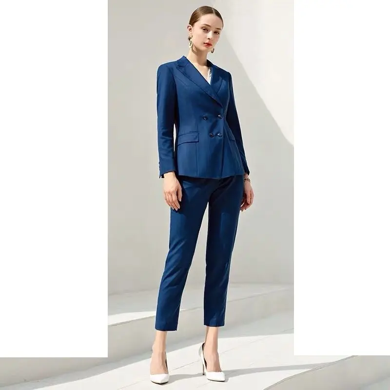 high-end latest design women's collar slim blouse casual pants suit office Suits Formal Clothes