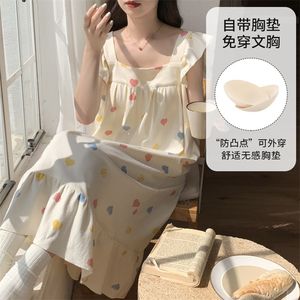 Hot Sale Summer Cotton Nightdress New Women's Pajamas Sweet and Cute <strong>love</strong> Printed Home Clothes Sleepwear Dress