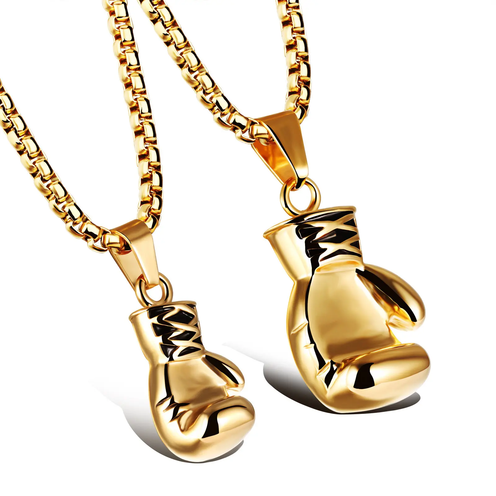 Ouro/Prata/Preto Luvas De Boxe colar pingente Sólido casal clavícula jóias de aço Inoxidável dos homens pingente charme colar
