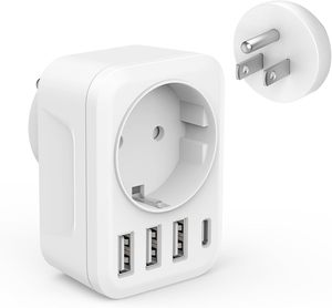 อะแดปเตอร์สำหรับเดินทางแบบสากลพอร์ต USB Type C 10A อะแดปเตอร์แปลงไฟปลั๊กไฟ AC USA EU UK AUS 3พอร์ต WIFI 3 outpus - Product Image 1