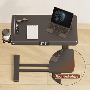 AJUNION, estación de trabajo para ordenador móvil negra, mesa de cena ajustable en altura, soporte para sofá cama, escritorio lateral para ordenador portátil con Panel giratorio - Product Image 4
