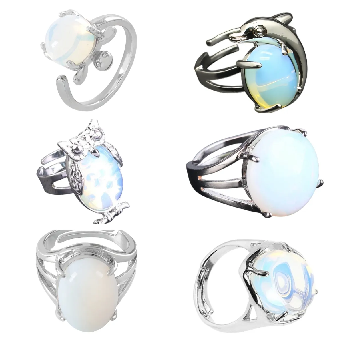 Minimalista Syn.opalite Gemstone anelli da dito regolabili in argento Sterling vendita calda moderna per ragazze Vintage come immagine