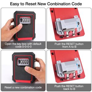 BBDHOME Popular High Quality 4-Digit Combination Password Suspension Type Storage Black <strong>Red</strong> Aluminum Alloy Key <strong>Lock</strong> <strong>Box</strong> - Product Image 4