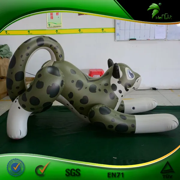 Figura inflable de leopardo tumbado para nadar, juguetes flotantes de dibujos animados, PVC