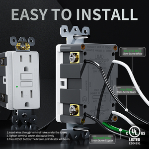 20A presa Duplex GFCI auto-test presa di sicurezza con piastra a muro senza vite UL elencato per noi cablaggio Standard