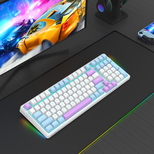 Teclado mecánico para juegos azul hielo con cable de 99 teclas personalizado de fábrica Teclado mecánico tipo C intercambiable en caliente para computadora - Product Image 1