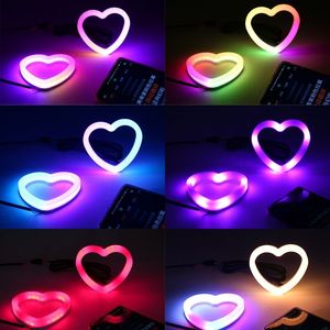New <strong>RGB</strong> Chasing <strong>LED</strong> Angel Eye Ring Auto Decoration Heart-Shape Halos Sequential Turn Signal for Honda App Control Headlight - Product Image 5
