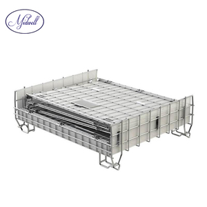 Contenedor de malla de jaula de acero de almacenamiento plegable de tamaño personalizado gran capacidad de carga con caja de hojas de PP tipo de producto - Product Image 3