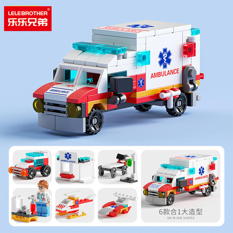 8732-8 Mini ambulance 6 en 1, jeu de blocs de construction, 122 pièces