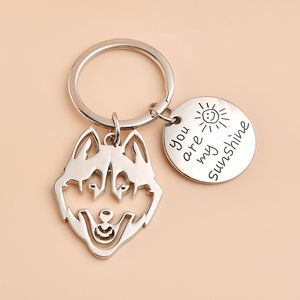 Wholesale Forest Animal Hollow Out Key Ring <strong>Wolf</strong> Head Pendant Metal Keychain for Men - Product Image 6