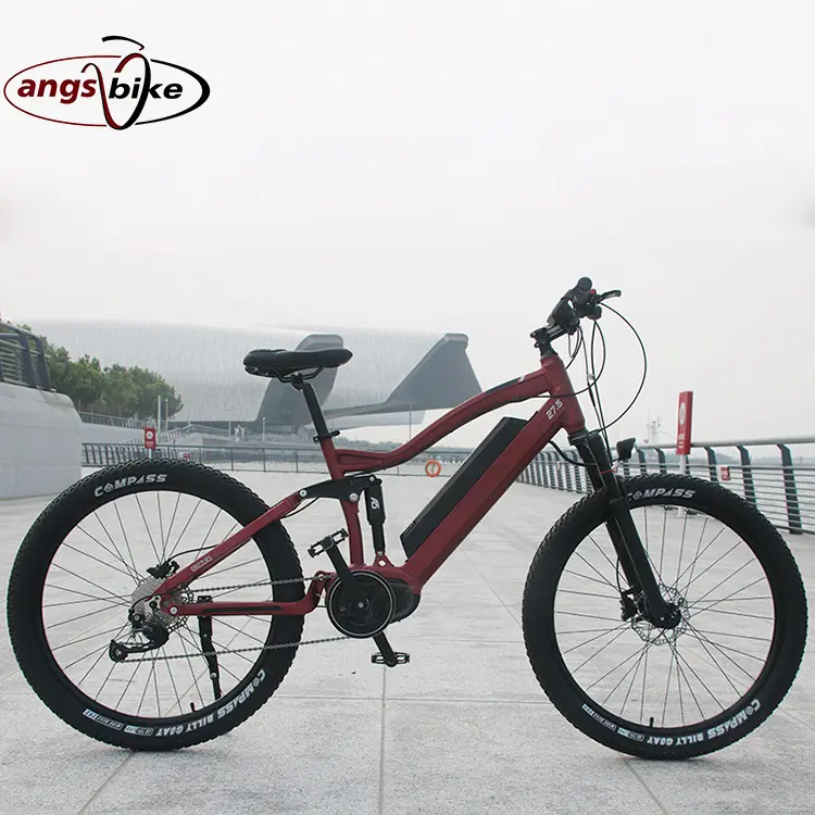 2021 New style electric mountain bicycle 12 speed ebike 350W mid drive motor e bicycle full suspension byke