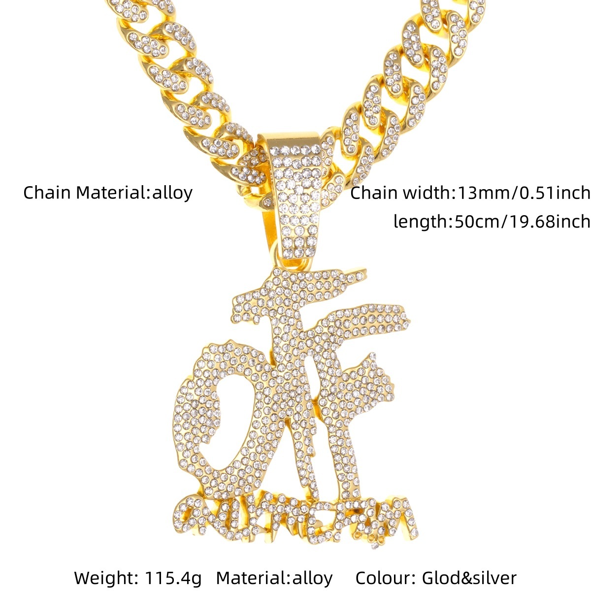 Gold off letter pendant necklace
