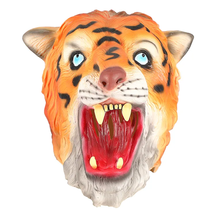 Ingranaggi da festa Cosplay di Halloween maschera da testa di tigre con animali da festa in Costume giocattoli di scena con maschera