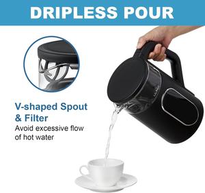 Hervidor eléctrico blanco de 1,7 L, tetera hirviendo de vidrio sin BPA, Control de temperatura inalámbrico, 4 programas de calefacción preestablecidos, Té doméstico - Product Image 5