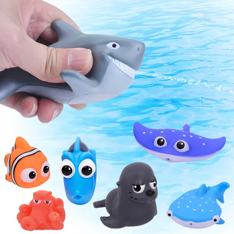 Vendita calda Animal Spray Water Bath Toys for Baby Children Bathing Game Cartoon Shark Fish Seal Turtle Octopus Squeeze Tub Toy