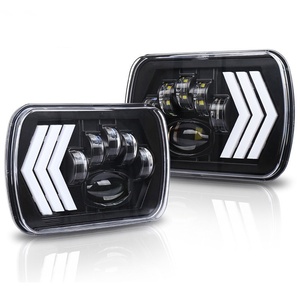 Haiyuan ใช้ได้กับไฟคาดศีรษะ Wrangler 7นิ้วทรงสี่เหลี่ยมพร้อมไฟติดพวงมาลัย LED ทางเดียว3ลูกศร