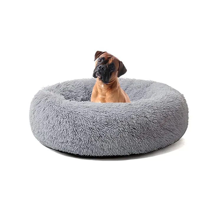 Dia 40cm ayrılabilir yıkanabilir süper yumuşak yumuşak peluş sıcak yuvarlak peluş kabarık Donut Pet yatak yastık kanepe kedi köpek yatağı