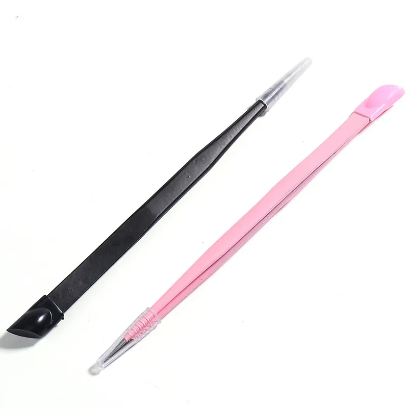 Hot Selling Durable Double Use Stainless Steel Nail Pick UP Tools Nail Art Tweezers with Silicone Pressing Head