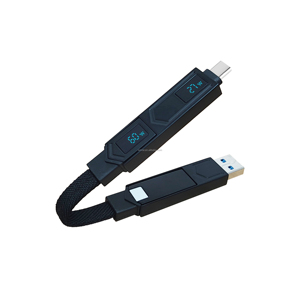 60W 4-in-1 USB C-デュアルスクリーン数値ディスプレイ付きマルチ充電ケーブル - Product Image 3