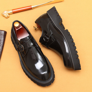 İngiliz deri ayakkabı erkek deri resmi kalın taban artış <span class=keywords><strong>patent</strong></span> deri parlak slip-on iş rahat ayakkabılar erkekler için